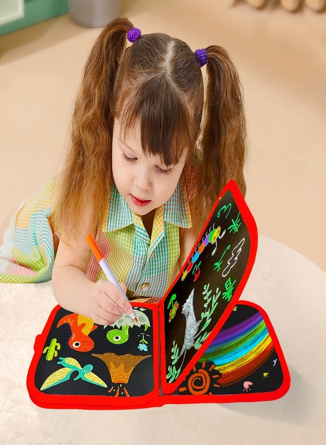 في جراسب دفتر رسم قابل للمسح من VGRASSP، 14 صفحة، للأطفال مع 12 قلم تلوين قابل للغسل ومناديل مبللة - لوحة طباشير قابلة لإعادة الاستخدام للأطفال الصغار ومرحلة ما قبل المدرسة - الألوان حسب المتوفر - Image 4